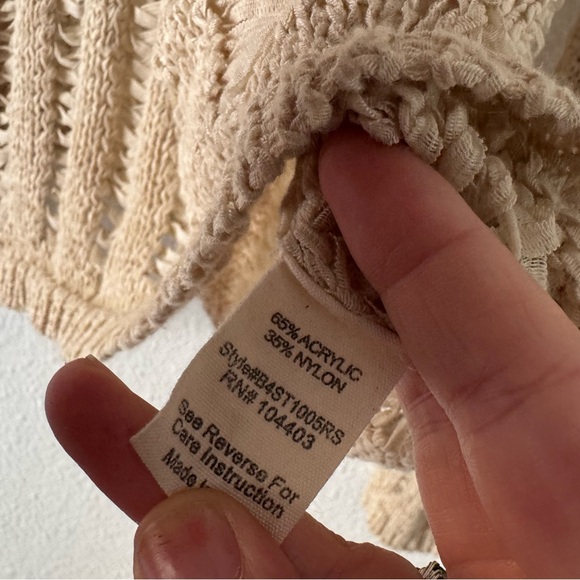 Sweet Wanderer Boho Cottagecore Crochet Top Cream Tan XL Grunge Distressed - Picture 9 of 12